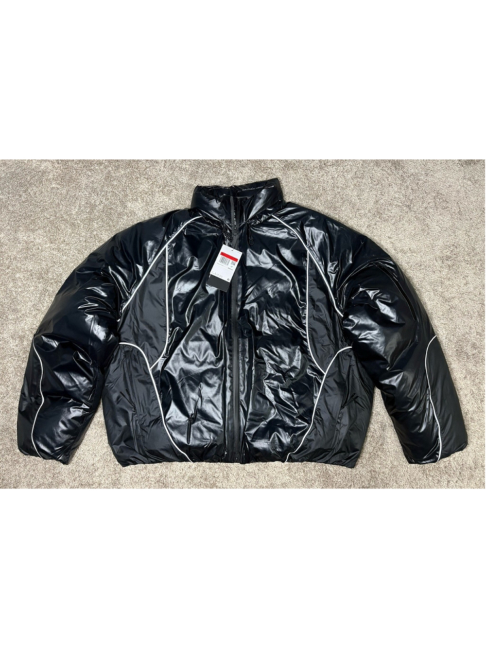 Nike Tech Bubble Puffer Jacket Triple Black Mens Size Large II3869-010 NEW